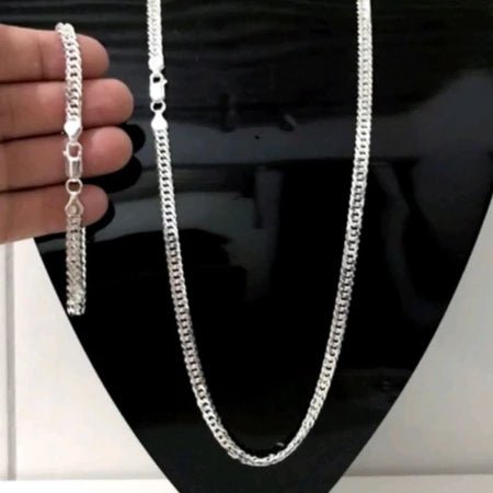 Kit Corrente e Pulseira Banhado a Prata 925 - Linha Impacto 4mm - Streetwear UBN