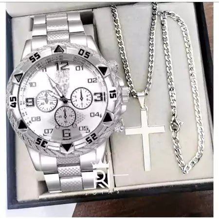 Relógio Pallyjane Chronos - Clássico Prata & Preto - Streetwear UBN